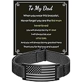 To My Dad Son Husband Man Bracelet, American Flag Bracelets for Men, Black Elastic Stretch Strap Adjustable Jewelry, Gifts for Valentines Christmas Birthday