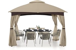 MASTERCANOPY Outdoor Patio Gazebo for Garden with Upgrade Steel Frame and Netting Walls (10x10, Beige)