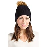 Fishers Finery Women's 100% Cashmere Beanie Hat with Pom