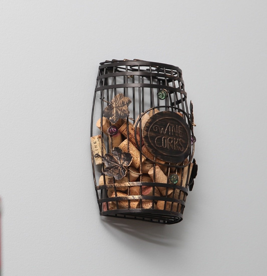 HomeX Wall Mounted Metal Wine Cork Holder, This Elegant Wine Barrel