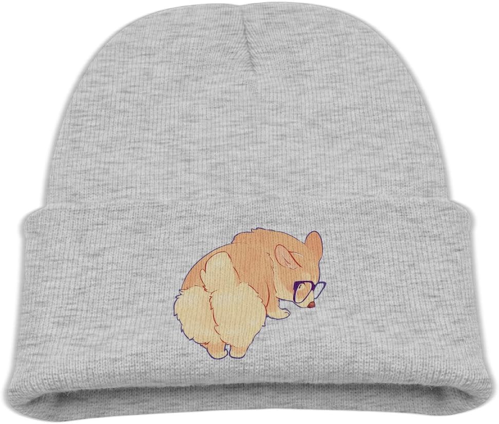 Cute Corgi Butt With Sunglass Unisex Kids Beanie Caps Black