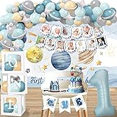 YLIBTOOL First Trip Around The Sun Birthday Decorations for Boy 1st Birthday Party Supplies,Space Theme Boy Party Decorations-One Balloon Boxes,High Chair Banner,Backdrop,Balloons