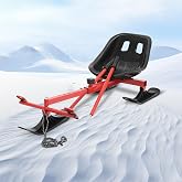 Snow Racer Seld, Metal Sleds for Snow Sled Heavy Duty Winter Sled Steerable Snow Sled, Steerable Snow Scooter Sled,Age 3+