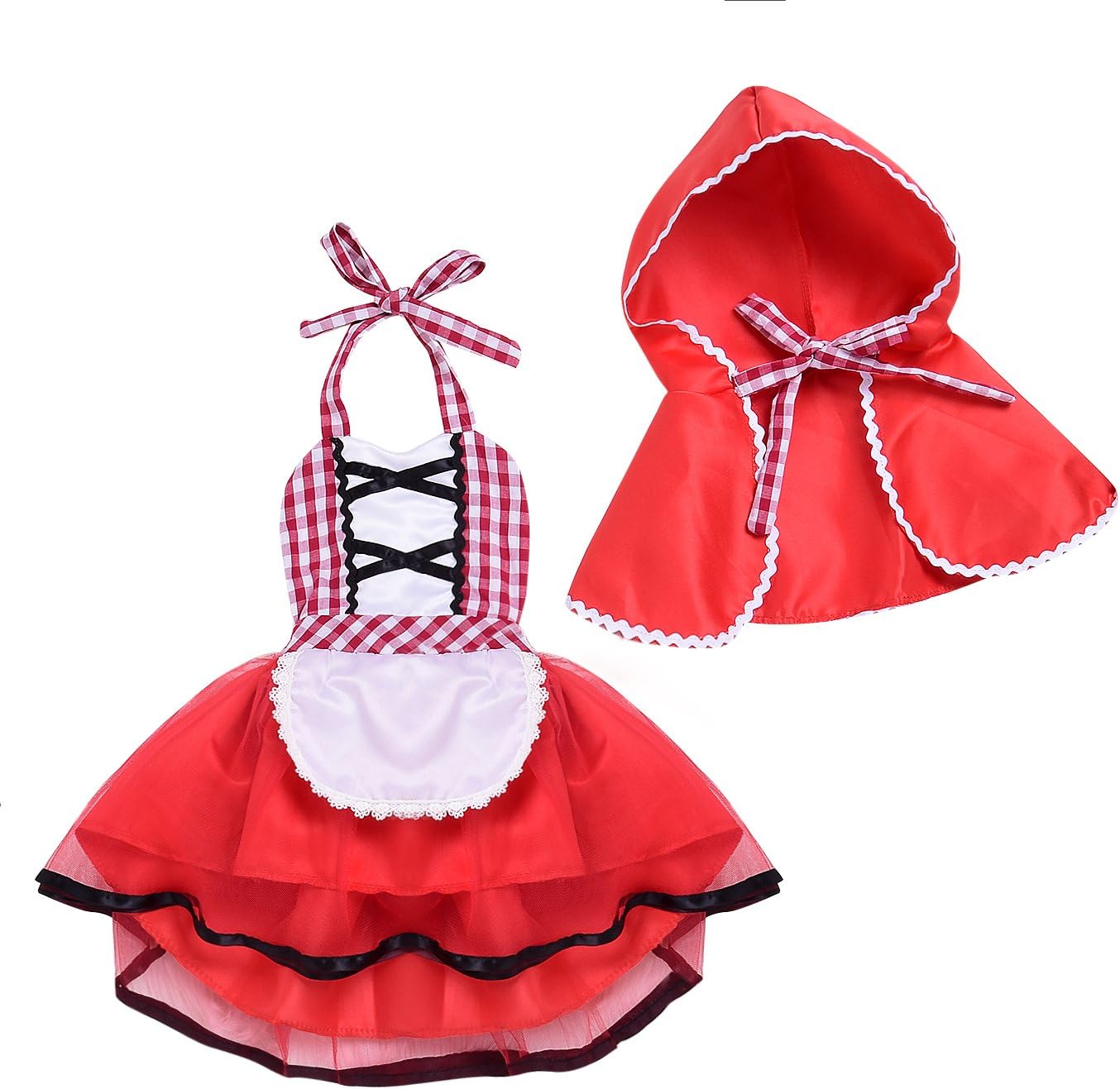 2pcs Baby Girls Elegant Princess Little Red Riding Hood Costumes Dresses Cosplay with Cloak