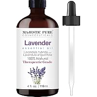 MAJESTIC PURE Lavender Essential Oil with Therapeutic Grade, for Aromatherapy, Massage and Topical uses, 4 fl oz