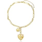BONJOULRY Chunky Gold Necklace for Women, 18K Waterproof Heart Necklace Statement Necklace Gold Charm Necklace Chunky Jewelry Paperclip Chain Choker Gift for Women