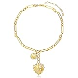 BONJOULRY Chunky Gold Sun Heart Pendent Charm