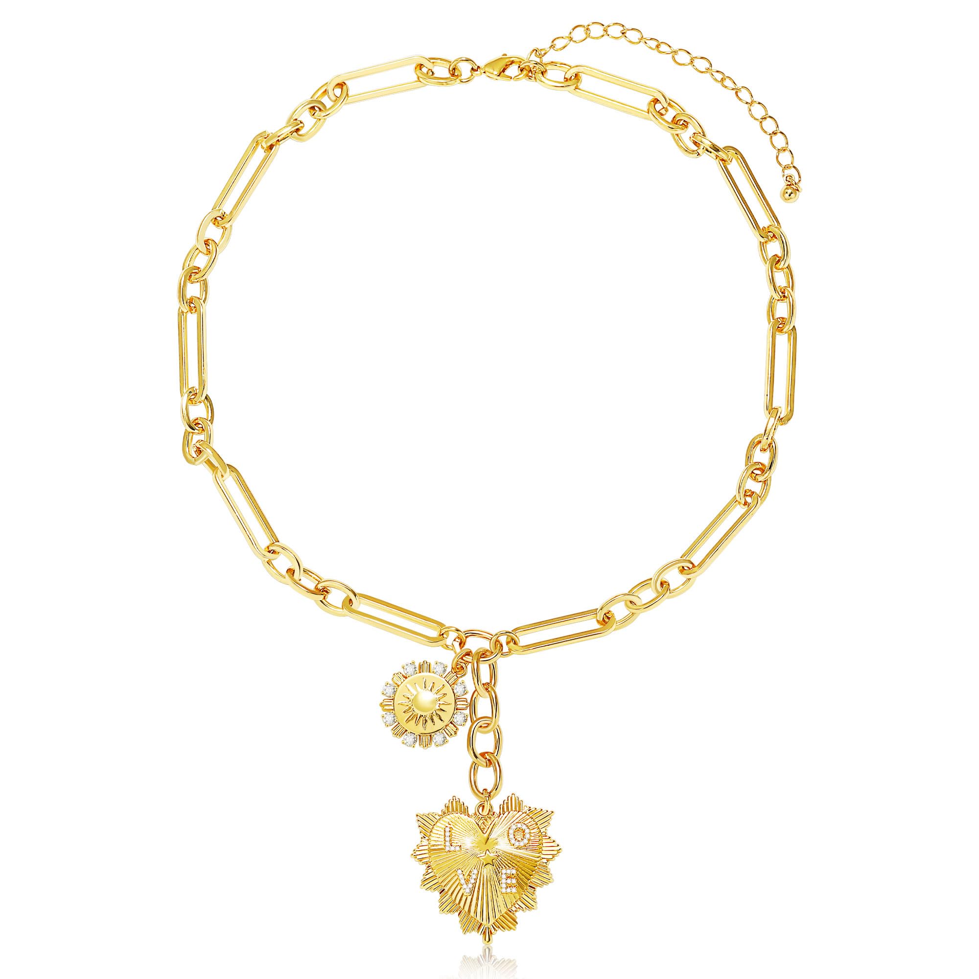 BONJOULRY Chunky Gold Sun Heart Pendent Charm