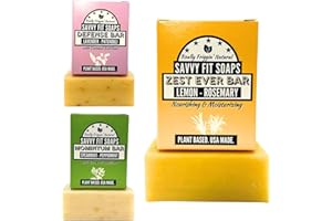 Savvy Fit Soaps Handmade Natural Soap Bar - THE ORIGINALS - ZEST EVER, DEFENSE, MOMINTUM Soap Bars - Plant-Based - Both Body & Face - Cruelty-Free Gift (Pack of 3) 4.5 oz/Bar