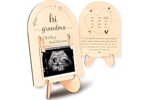 WOODAMORE Hi Grandma Pregnancy Announcement - Promoted To Grandma Baby Announcement Ultrasound Picture Frames, Baby Surprise Announcement Pregnancy Reveal Ideas, Sonogram Photo Frame Gifts
