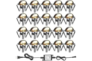 FVTLED Pack of 20 Warm White Low Voltage LED Deck Lights kit Φ1.38 Outdoor Garden Yard Decoration Lamp Recessed Landscape Pathway Step Stair Warm White LED Lighting, Black