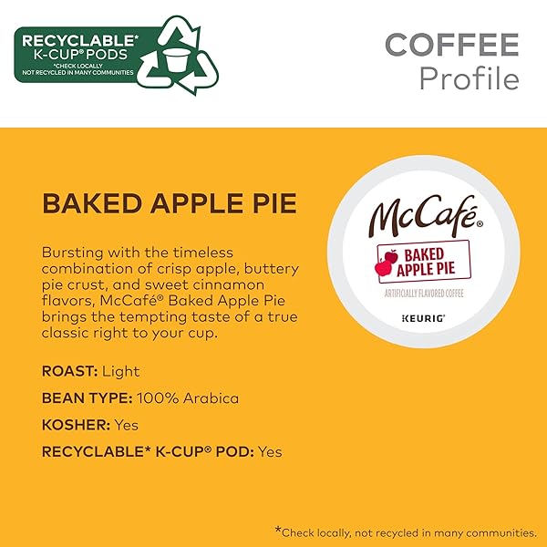 MCCAFE BAKED APPLE PIE COFFEE, KEURIG SINGLE SERVE K-CUP PODS, 60 COUNT, (6 PACKS OF 10)