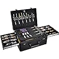 Yueieoun Barber Case with Clippers Sliding Tray, Profesional Barbers Briefcase Tool Case, Barber Cases for Clippers and Supplies, Hair Scissors Trimmer Organizer, Salon Grooming Hard Travel Suitcase