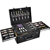 Yueieoun Barber Case with Clippers Sliding Tray, Profesional Barbers Briefcase Tool Case, Barber Cases for Clippers and Supplies, Hair Scissors Trimmer Organizer, Salon Grooming Hard Travel Suitcase