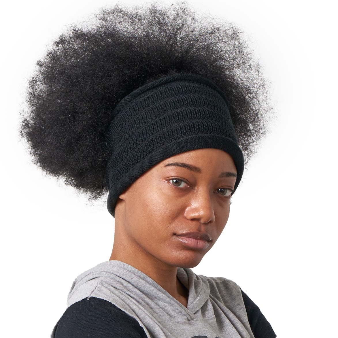 Knitted Turban Headband Men Women - Wide Bandana Hair Band Made in Japan with Cotton for Summer Winter Black