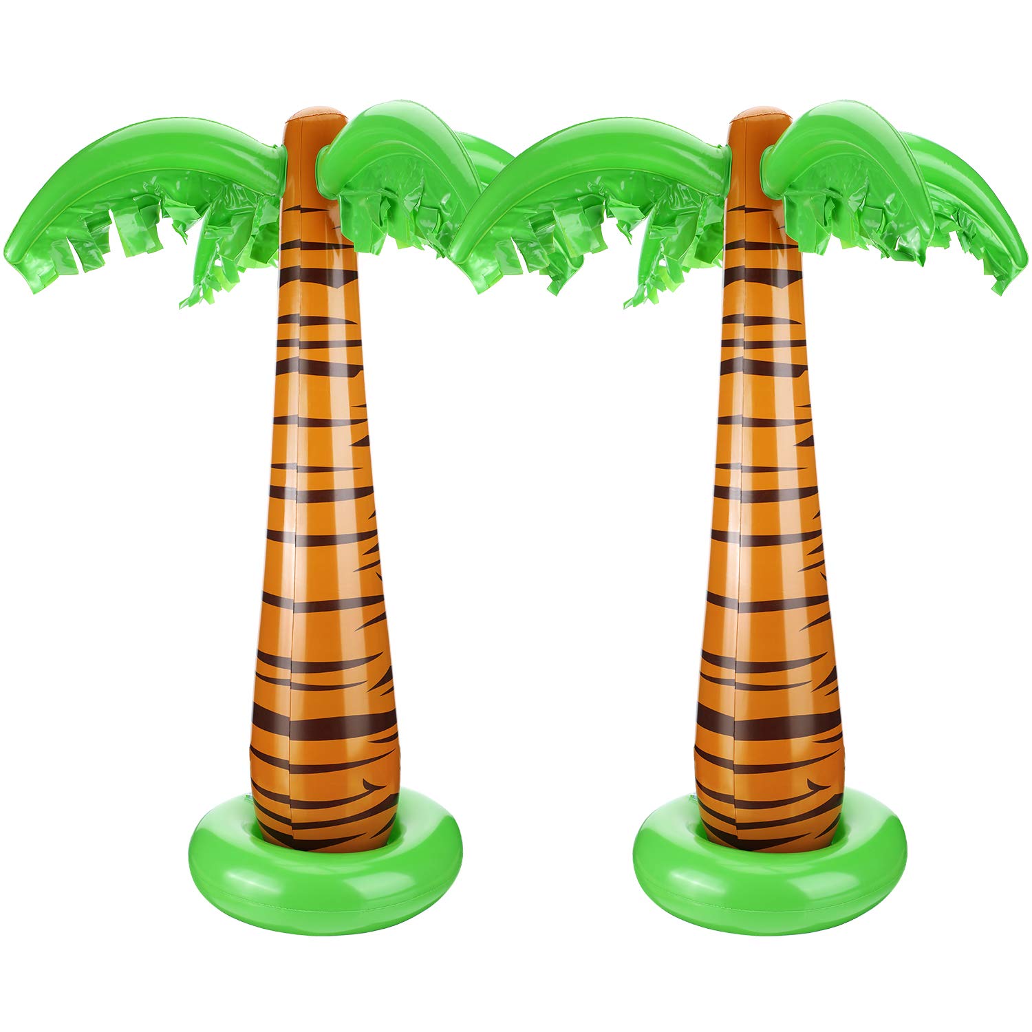 Photo 1 of TecUnite 2 Pack Inflatable Palm Trees 35 Inch Jumbo Coconut Trees Beach Backdrop Favor for Summer Beach Hawaiian Tropical Birthday Backyard Pool Luau Party Decoration Photo Booth Prop Accessory