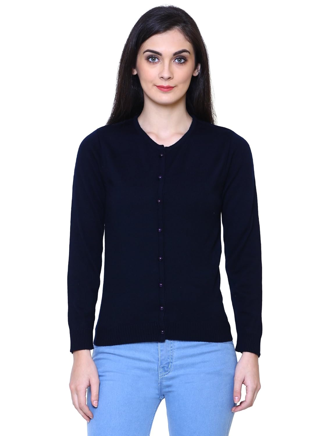 rebecca woollen navy buttoned cardigans