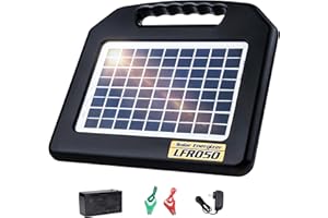 BEIYI Solar Electric Fence Charger - 0.65 Joules 35 Mile Range Portable Solar Powered Electric Fence Charger, Integrated Machine for Livestock and Garden Protection