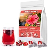 Hibiscus Tea Bags, 100% Natural Hibiscus Flowers Herbal Tea Supports Heart Health, Boosts Immune,Caffeine Free, Non-GMO, No Sugar(1 Pack/100 Bags)