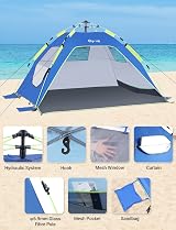 Glymnis Pop Up Beach Tent 3-4 Person Instant UV Protection 2 Doors view 7