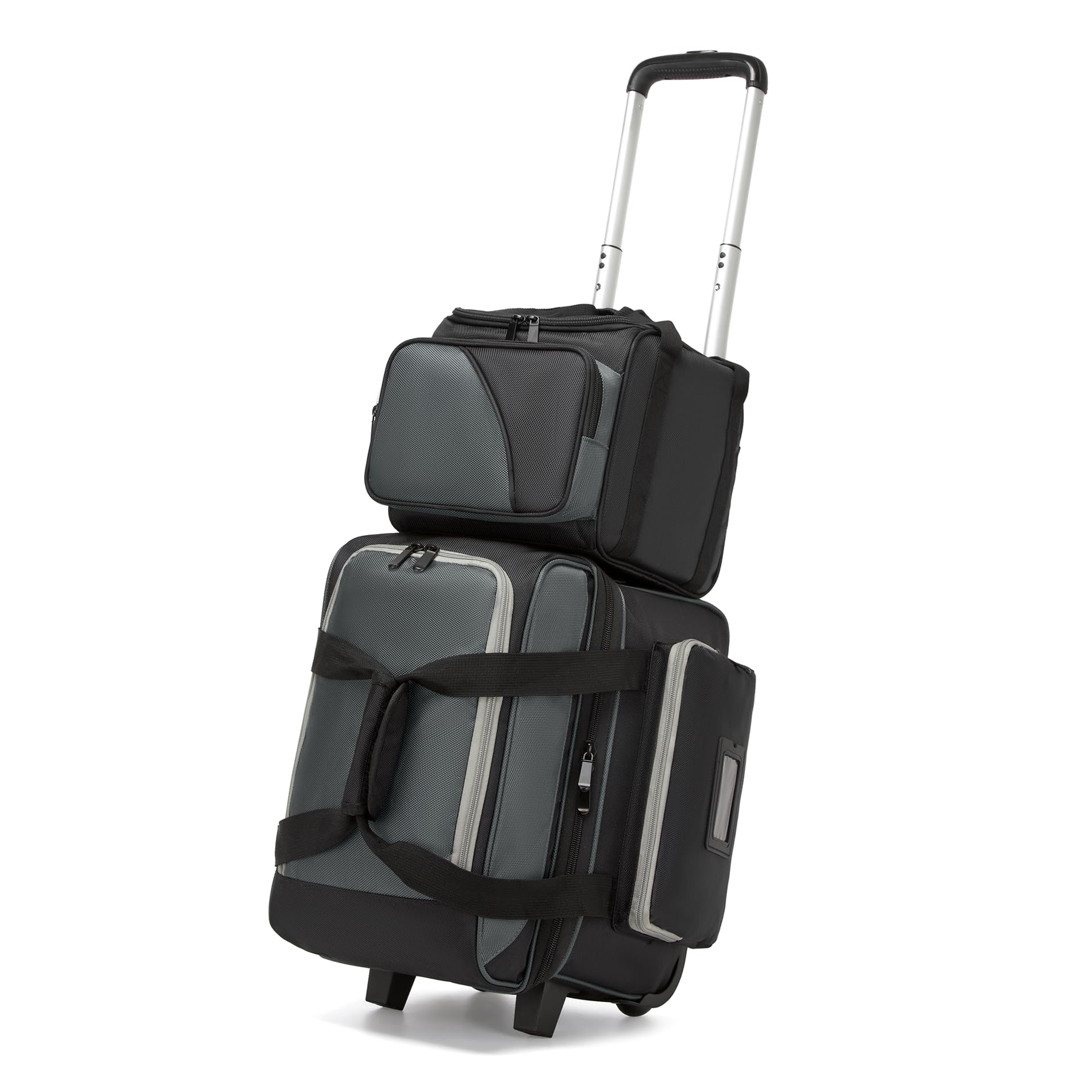 Photo 1 of JMIANeodark 2 Ball Bowling Bags with Wheels, Roller Bowling Bag with Separate Shoe Compartment and Retractable Handle, 1 Ball Bowling Roller Bag + 1 Ball Color Matching Add On Tote?Grey?