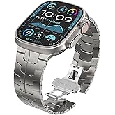 WINGLE Titanium Band for Apple Watch Ultra 3/2/1 Band 49mm Series 11 10 46mm 45mm 44mm 42mm SE 3/2/1 Series 9 8 7 6 5 4 3 Men Rugged Classy Lightweight Titanium Apple Ultra Watch Strap, 24mm Wide