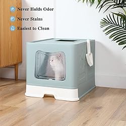 Bolux Foldable Cat Litter Box with Lid, Extra Large