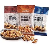 Moose Munch Premium Popcorn Trio By Harry &amp; David, Classic Caramel, Milk And Dark Chocolate (3-Pack), Popcorn Gift Basket, Variety Pack, Movie Night Snacks
