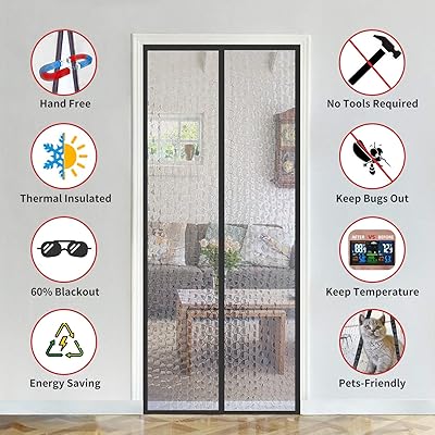 Buy Magnetic Thermal Insulated Door Curtain 36x83 Magnet Patio Door Cover Auto Closer Fits Doors Up To 34x82 To Keep Warm In Winter Cool In Summer For Air Conditioner Heater Room Home