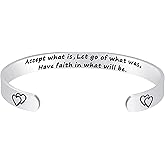 Fesciory Inspirational Bracelets for Women,Stainless Steel Engraved Personalized Positive Mantra Quote Keep Going Cuff Bangle College Graduation Christmas Gifts for Her