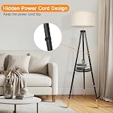 OUTON Solid Wood Tripod Floor Lamp with Remote—Dimmable 4 Color Temps, Timer view 3