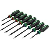 SK 8-Piece Screwdriver Set Heavy Duty, Demolition Screwdriver, S2 Steel | Magnetic Slotted/Phillips Tips, Strike-cap Design for High-impact, Hex Bolster, SureGrip Handle