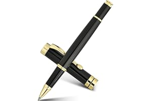BEILUNER Ballpoint Pens, Stunning Black Chrome Metal Pen with Golden Trim, Best Ball Pen Gift Set for Men & Women, Professional, Executive, Office, Nice Pens-Gift Box with 0.5mm Black Extra Refill