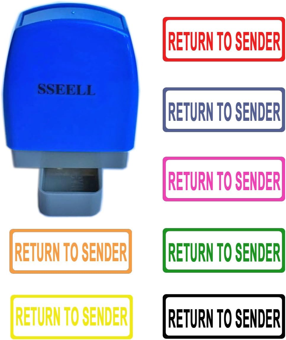 SSEELL Return to Sender Self Inking Rubber Flash Stamp Self-Inking Pre-Inked RE-inkable Office Work Company School Stationary Stamps with Frame Line - Red Ink Color