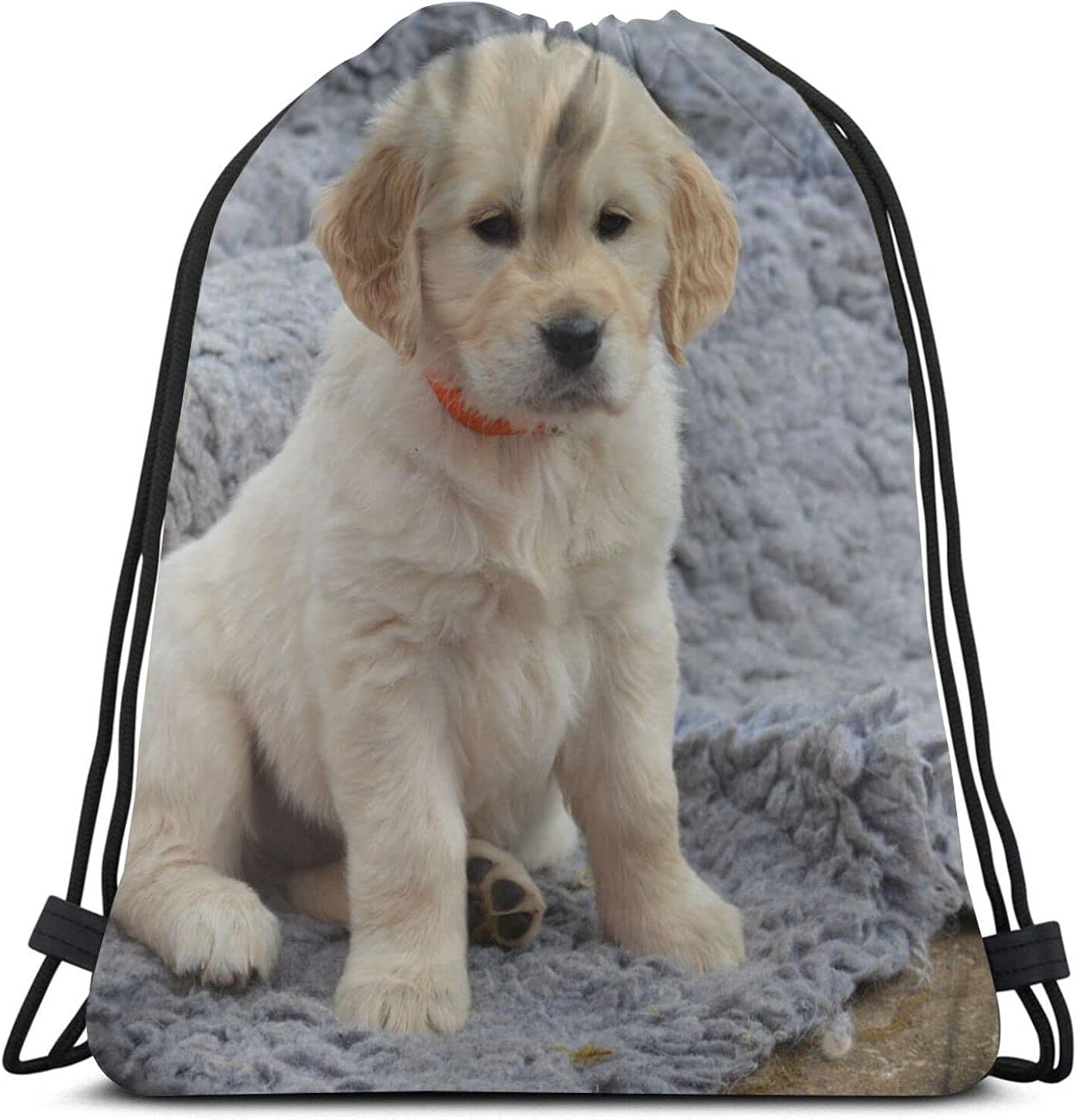 Unisex Drawstring Backpack Bag Cute Puppy Dog Golden Retriever