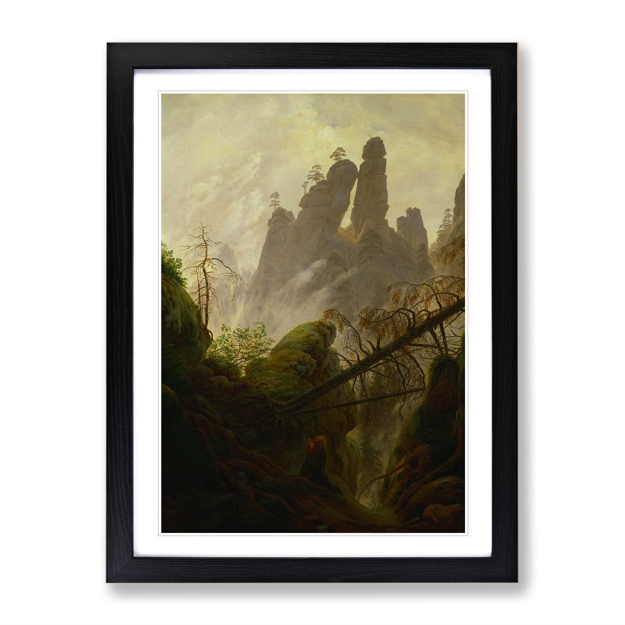 Friedrich Caspar David Rocky Ravine By Caspar David Friedrich Classic Painting Framed Wall Art Print, Ready to Hang Picture for Living Room Bedroom Home Office Décor, Black A3 (34 x 46 cm)