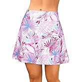SHEKINI Women's High Waisted Swim Skirt Bottoms Tummy Control Bathing Suit Skirts Swim Skort with Hidden Pocket