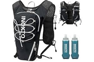 IX INOXTO Running Vest for Women Men, Adjustable Chest Straps Running Hydration Vest with 500ml Soft Flask, Lightweight Breathable Reflective Hydration Backpack for Hiking
