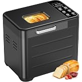NEWBULIG Bread Maker Machine 2 LB, Automatic Breadmaker Compact | 20-in-1 Bread Making Menu, Stainless Steel, Nonstick Ceramic Pan, 3 Crust Colors &amp; Sizes, 600W Powerful Baking, 12-Hour Delay