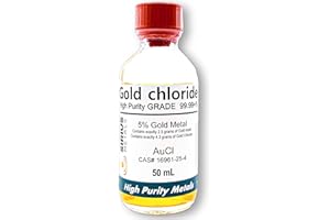 Gold Chloride - 8.625% (5.0% as 99.997% Pure Gold Metal) - 50 mL in a Clear Glass Bottle
