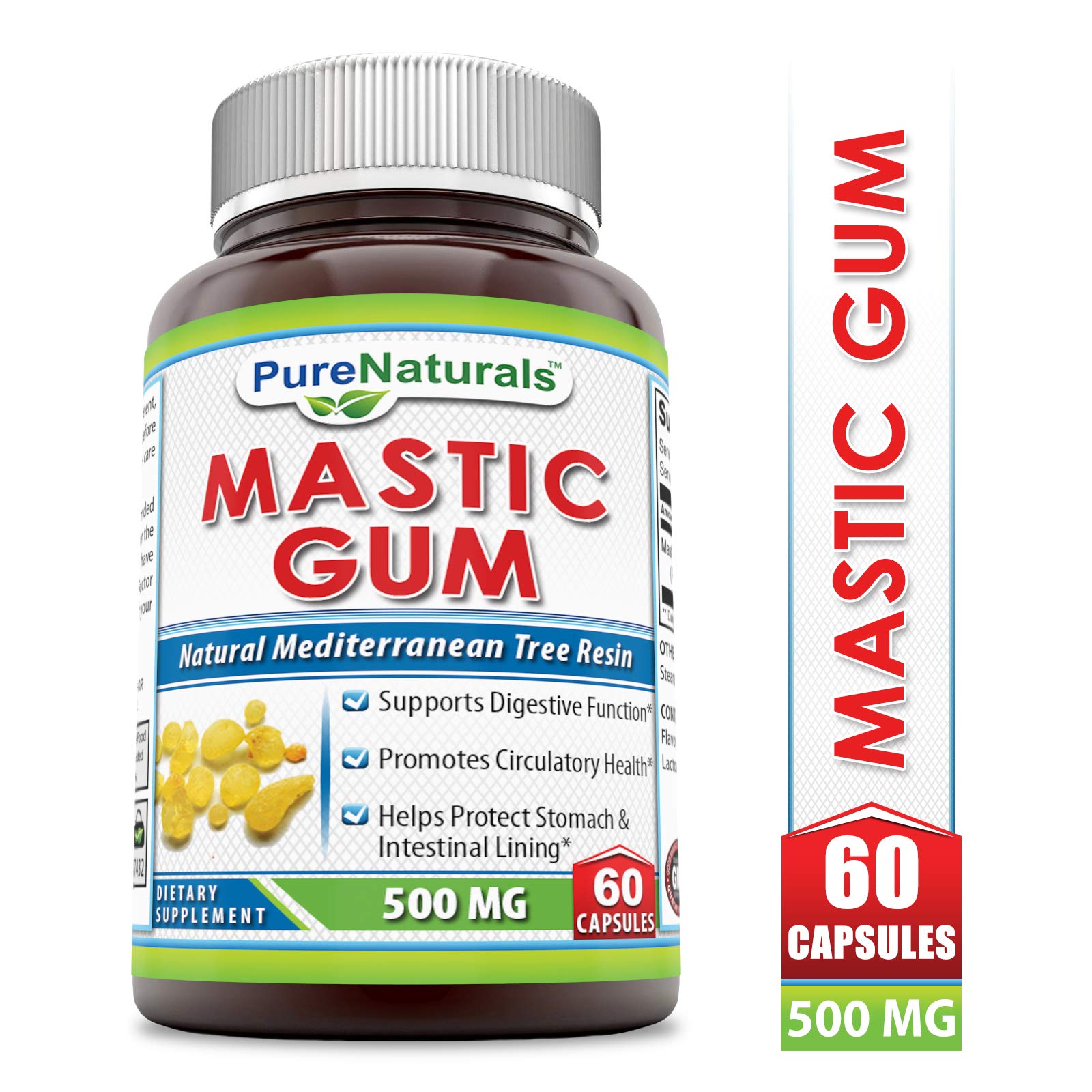 Pure Naturals Mastic Gum 500 mg, 60 Capsules Supports Digestive Function* Promotes Pure Naturals Mastic Gum 500 mg, 60 Capsules Supports Digestive Function* Promotes