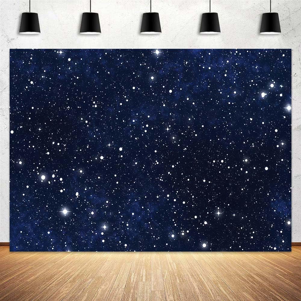 Photo 1 of 12X10ft Starry Night Sky Photography Backdrop, Night Sky Stars Backdrop Dark Blue Galaxy Universe Space Background Newborn Baby Kids Birthday Party Backdrop Decor Photo Shoot Prop
