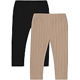 U·nikaka Toddler Baby Girls Pants Ribbed Infant Pants Leggings Toddler Baby Girl Bottoms Leggings 2 Packs