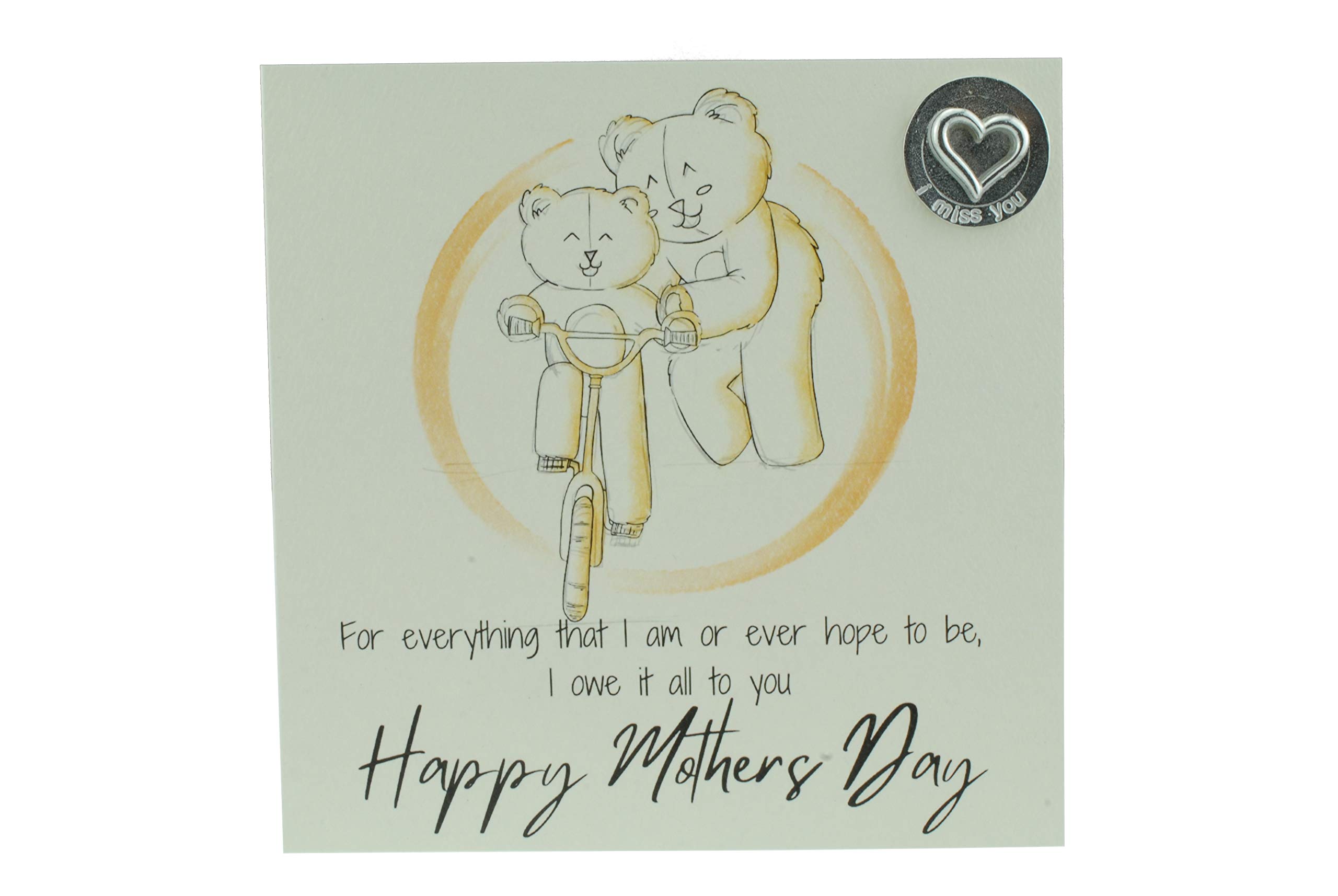 Thoughtful Mothers Day Card with Mum and Child Playing – Includes ‘I Miss You’ Gift Token (gcmumbikeimy)