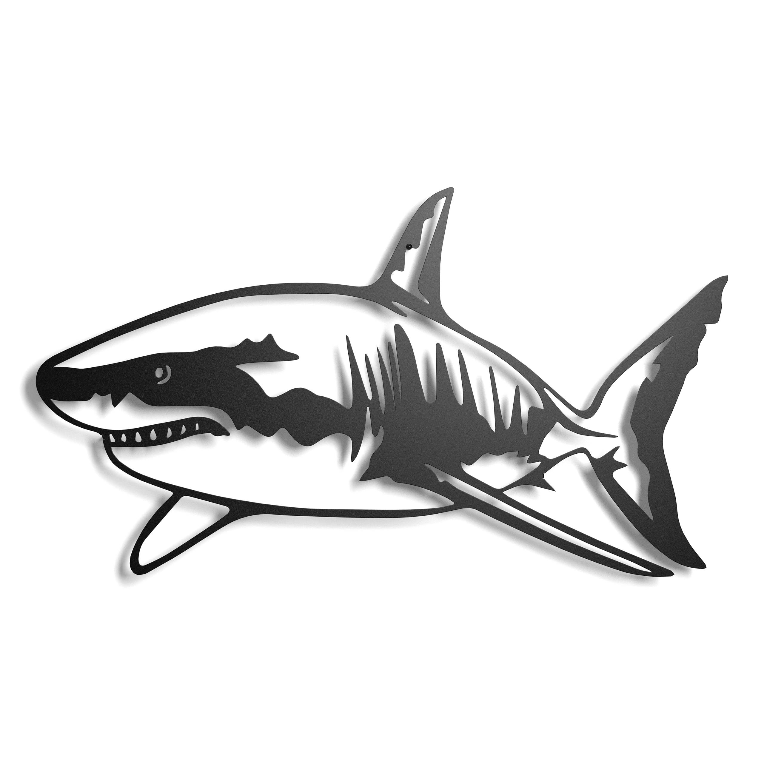 keluly Metal Decoration Floating Wall Sculpture with Shadows Steel (Shark, 43 x 31 cm.)
