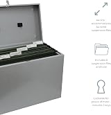 Cathedral Products A4 Steel File Box Grey with 5 Suspension Files UK Made view 3