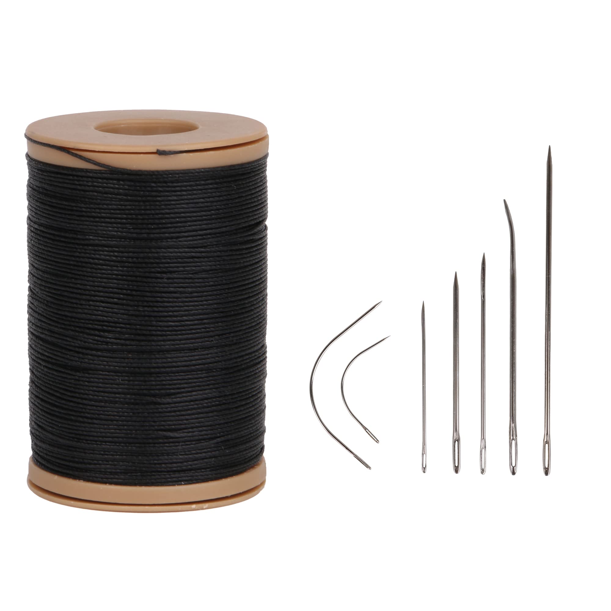 BQLZR Waxed Thread Leather Craft Thread Sewing Waxed Cord for Hand Stitching Black 0.55mm Dia Leather Craft Hand Work Sewing DIY Round Waxed Wax String Linen Stitching Thread Cord