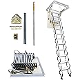 TECHTONGDA Attic Ladder Pull Down System, 12-Step Attic Stairs, Folding ...