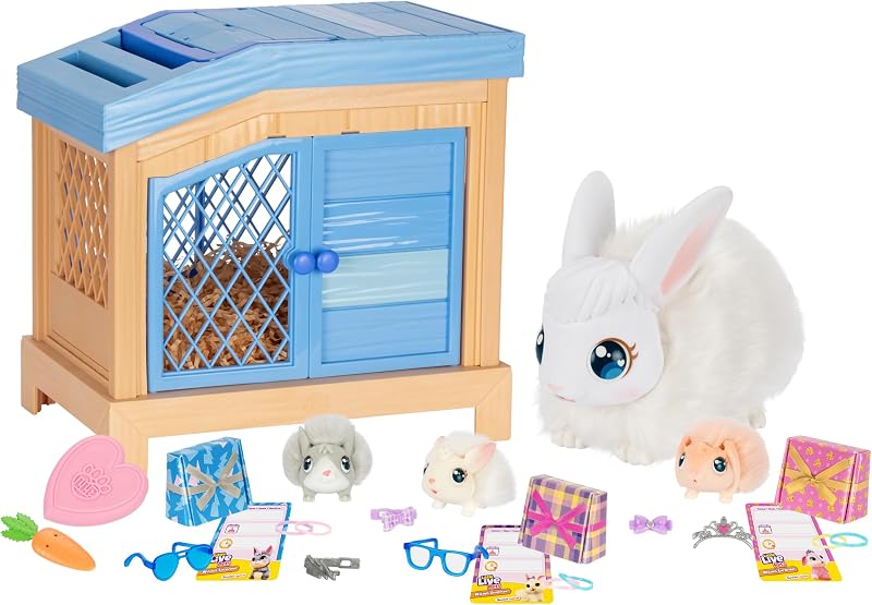 Little Live Pets Mama Surprise Bunny with Hutch 3 Babies Interactive Fun