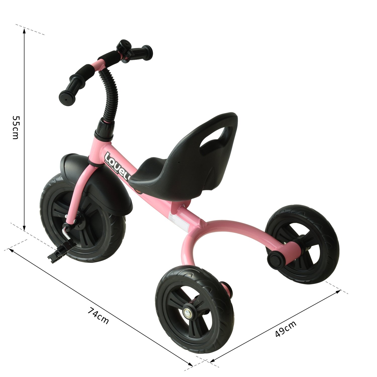 Prima infanzia HOMCOM Triciclo per Bimbo con Campanello Parafango Ruota  Speciale 74x49x55cm Rosa urban-earth.co.uk